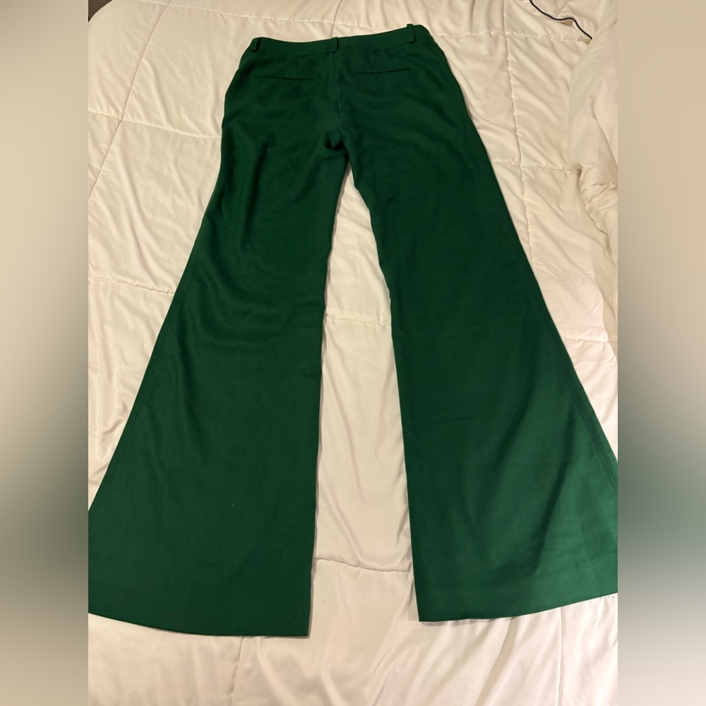 Anthropologie Corey Lynn Calter Green Wide-Leg flare trousers Pants - Picture 2 of 3